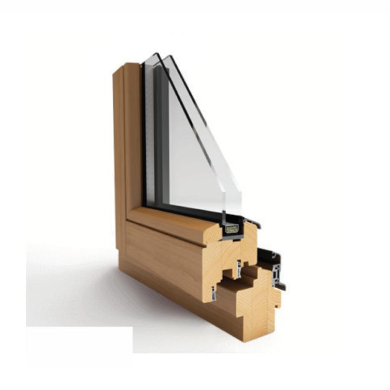 profil okien drewnianych Ecoline 68, okna drewniane przekrój szczegółowy